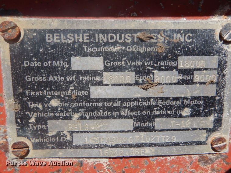image for item GB9959 1996 Belshe equipment trailer