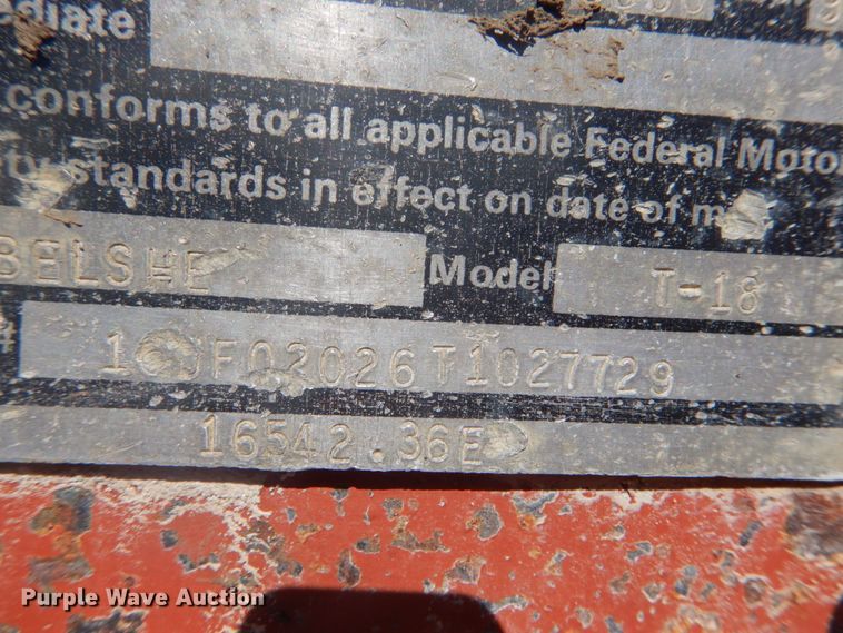 image for item GB9959 1996 Belshe equipment trailer