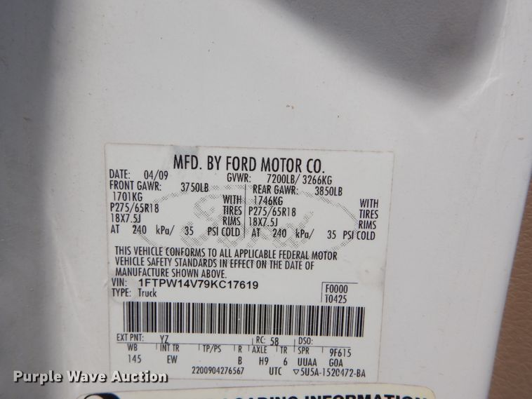 image for item GB9985 2009 Ford F150 Lariat  SuperCrew pickup truck