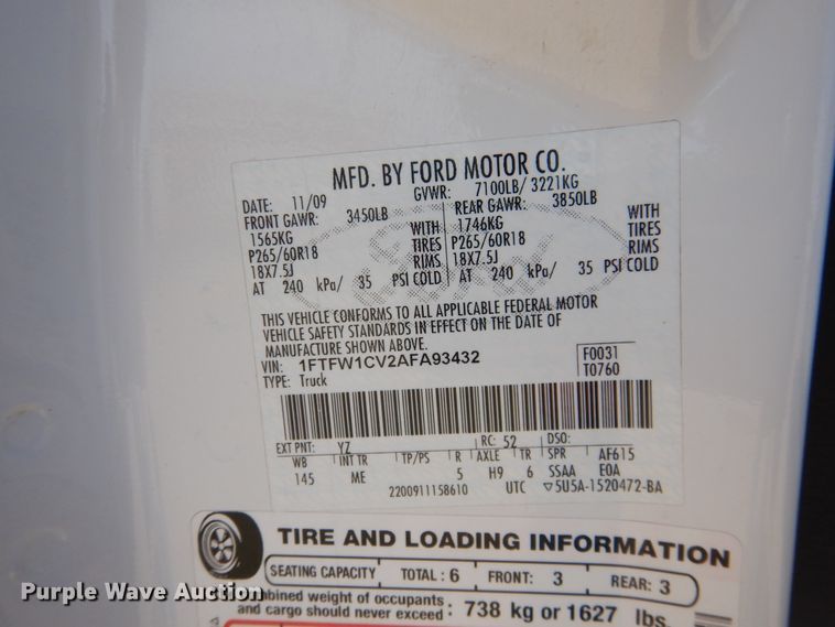 image for item GE9390 2010 Ford F150  SuperCrew Cab pickup truck