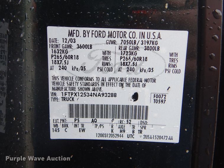 image for item GF9163 2004 Ford F150  SuperCab pickup truck