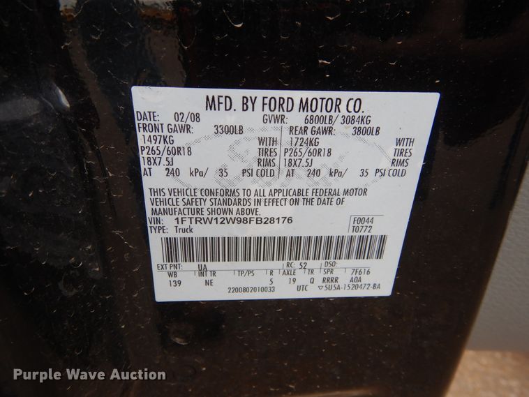 image for item GK9196 2008 Ford F150  SuperCrew pickup truck