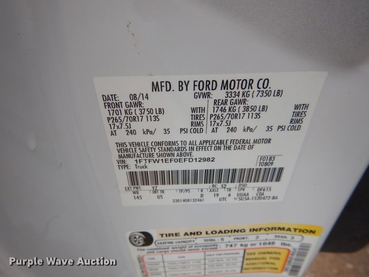 image for item GK9199 2014 Ford F150  SuperCrew pickup truck