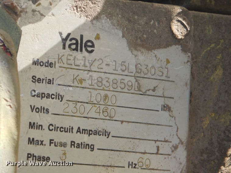image for item GN9281 Yale KELLY2-15LG30S1 overhead hoist