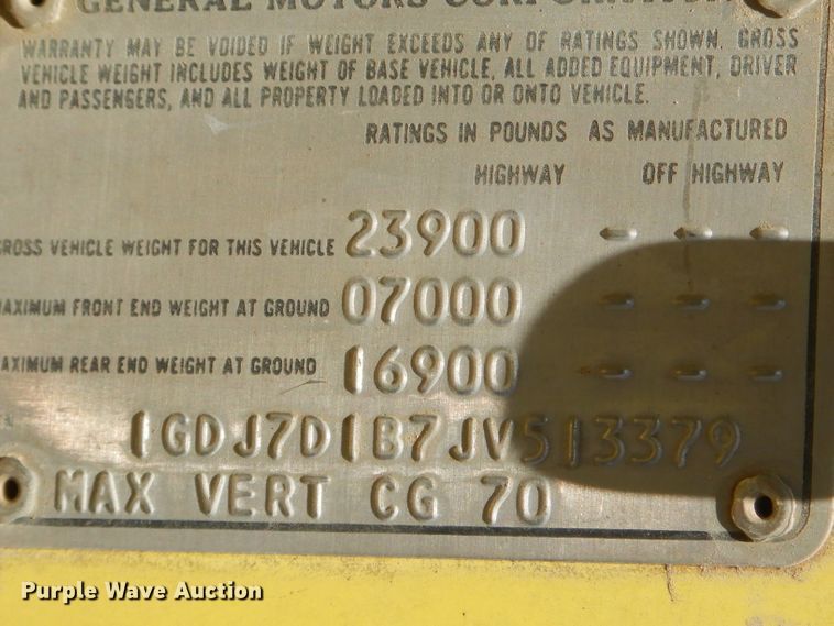 image for item GN9301 1988 GMC C6000 box truck