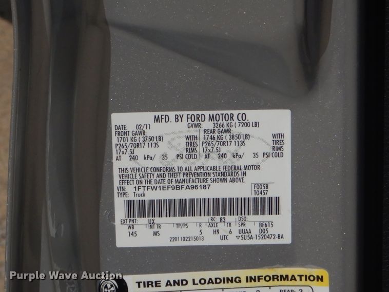 image for item GP9151 2011 Ford F150 XLT  SuperCrew Cab pickup truck