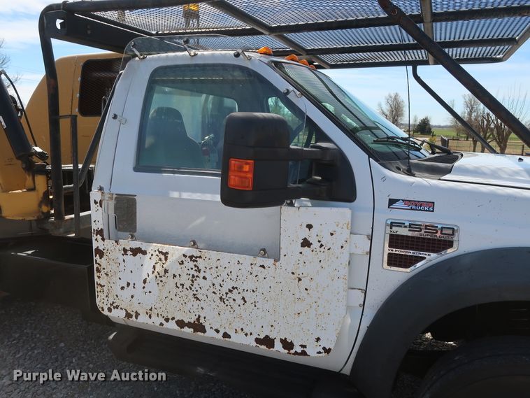 image for item GS9840 2008 Ford F550 Super Duty XLT flatbed truck with boom mower