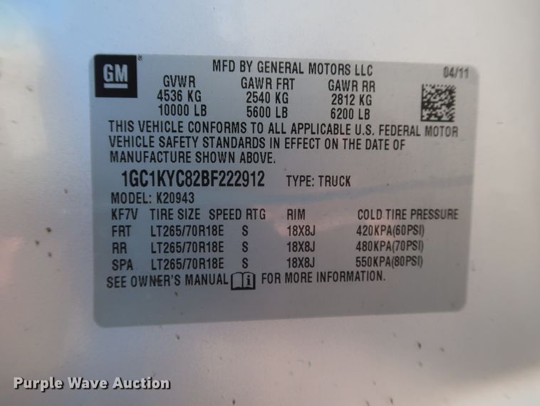 image for item GS9874 2011 Chevrolet Silverado 2500HD  Crew Cab utility bed pickup truck