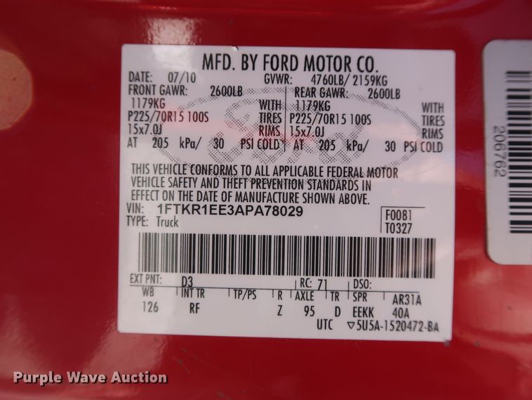 image for item GS9875 2010 Ford Ranger  SuperCab pickup truck