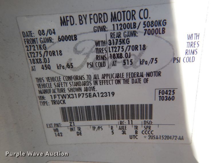 image for item GW9813 2005 Ford F350 Super Duty  SuperCab pickup truck