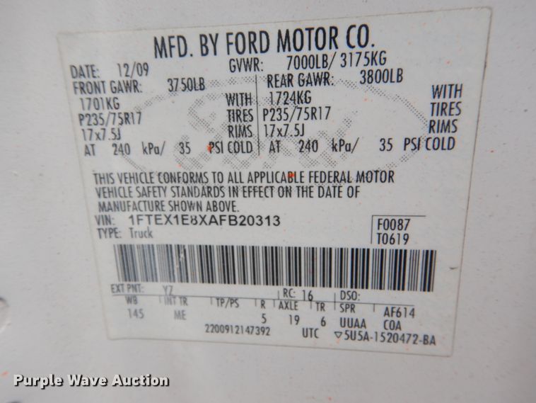 image for item GW9822 2010 Ford F150  SuperCab pickup truck