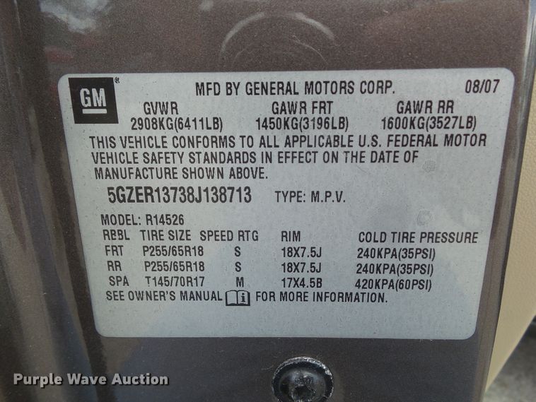 image for item GX9058 2008 Saturn Outlook XE  SUV