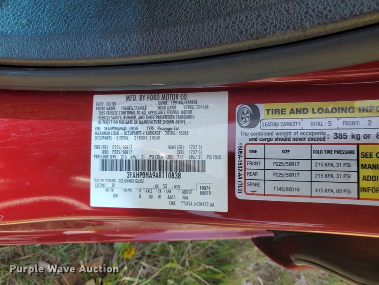 image for item GX9923 2010 Ford Fusion SE