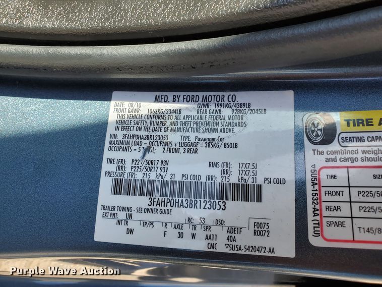 image for item GX9924 2011 Ford Fusion SE
