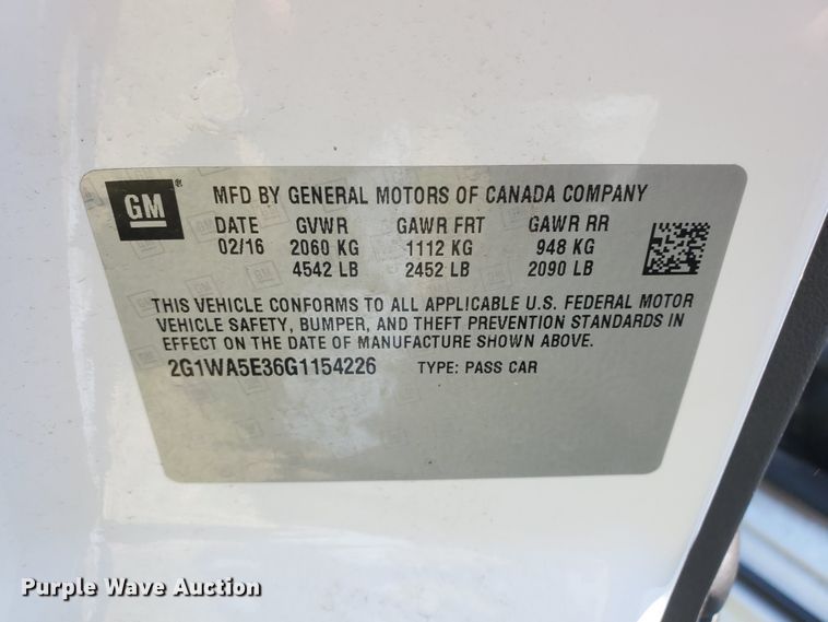 image for item GX9933 2016 Chevrolet Impala Limited