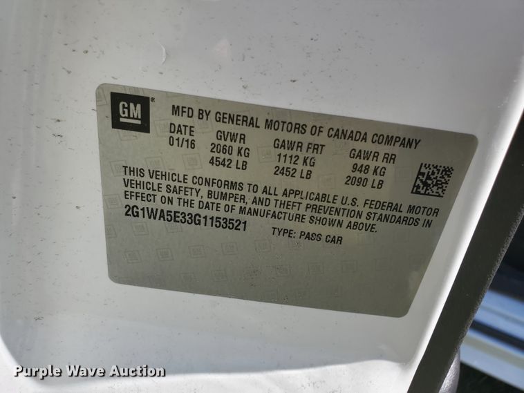 image for item GX9934 2016 Chevrolet Impala Limited