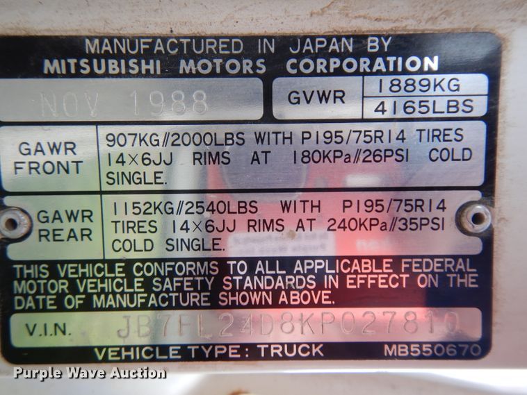 image for item GY9057 1989 Dodge Ram 50  pickup truck