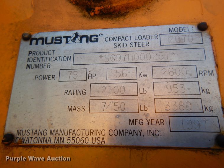 image for item GY9095 1997 Mustang 2070  skid steer loader