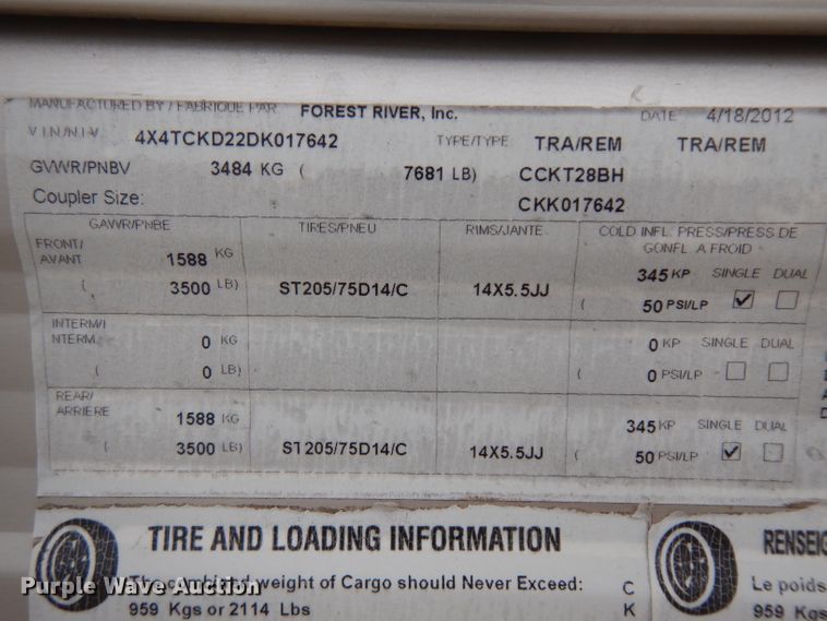 image for item GY9201 2013 Forest River Patriot  camper