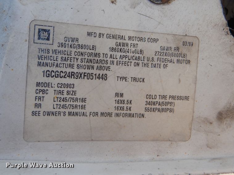 image for item GY9780 1999 Chevrolet C2500  pickup truck