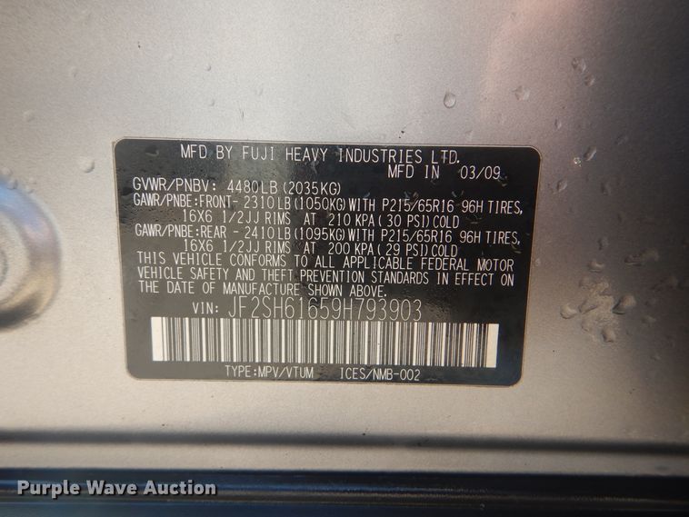 image for item GY9793 2009 Subaru Forester  SUV