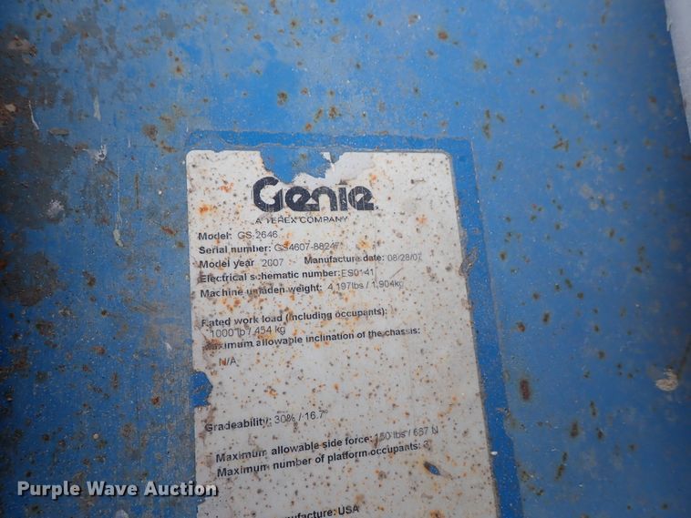 image for item DG3107 2007 Genie GS-2646  scissor lift
