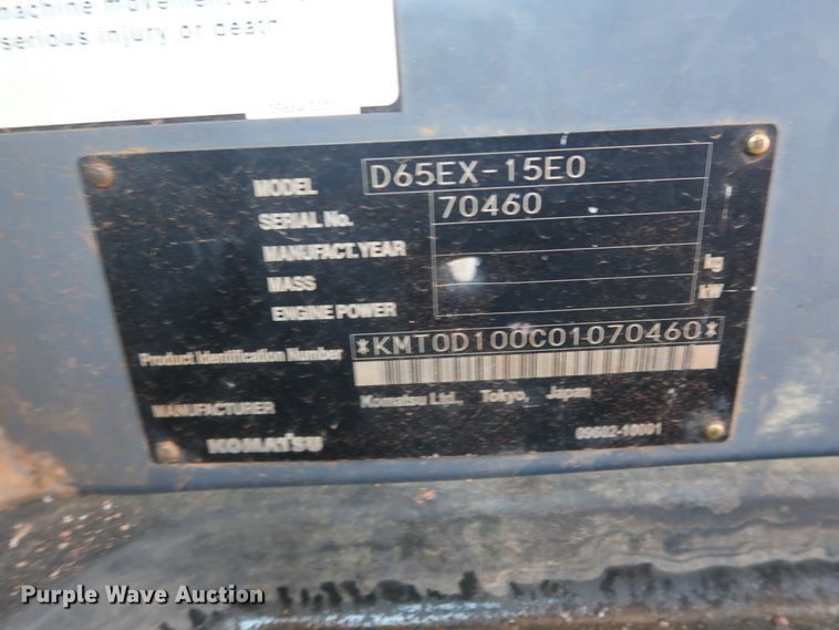 image for item DG7122 2009 Komatsu D65EX-15EO  crawler dozer