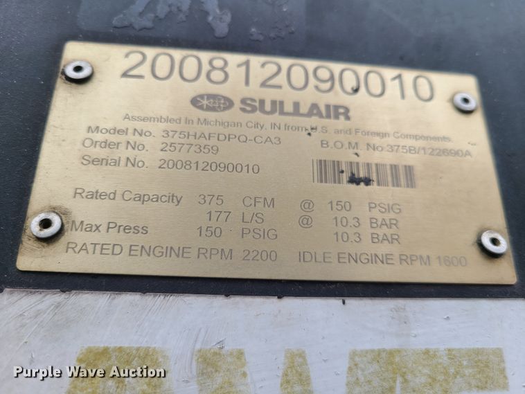 image for item DG7744 Sullair 375HAFDPQ-CA3 air compressor