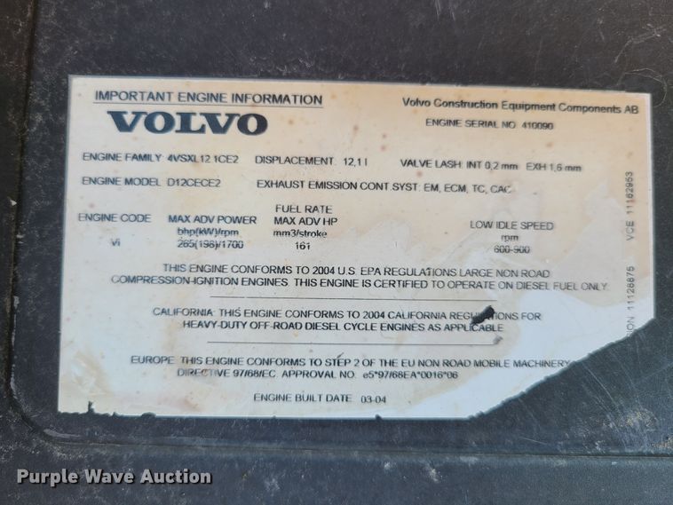 image for item DH5827 2004 Volvo EC360B LC excavator