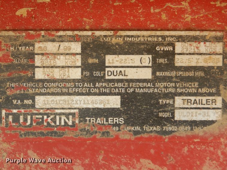 image for item DI2493 2000 Lufkin ULDII-31 end dump trailer