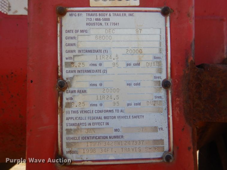 image for item DI2495 1998 Travis S-96 end dump trailer