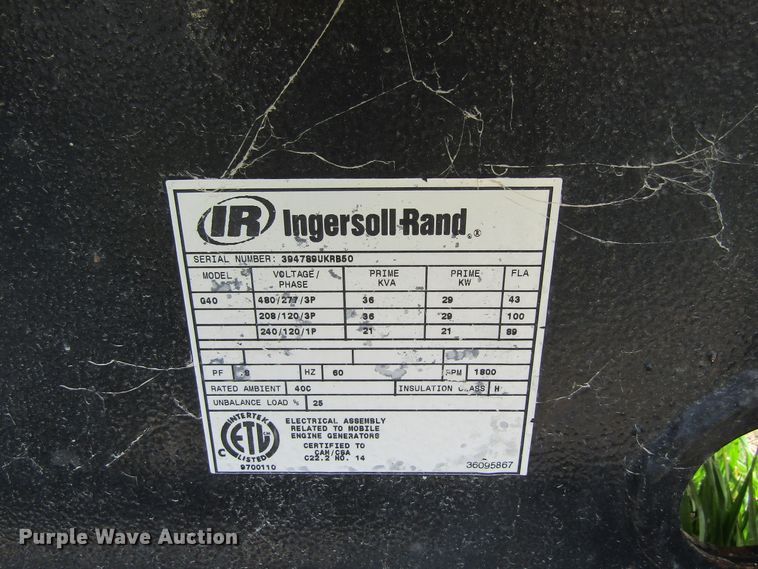 image for item FD9414 2008 Ingersoll Rand G40 generator