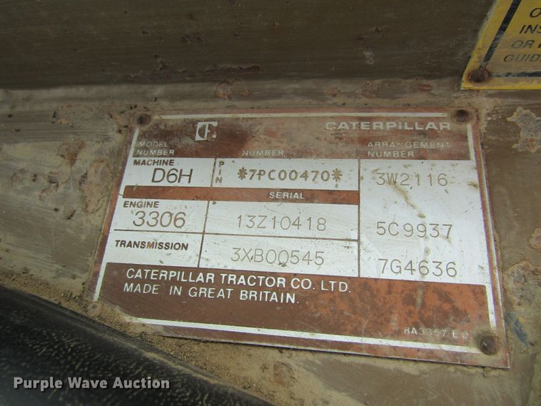 image for item FD9418 1986 Caterpillar D6H  crawler dozer