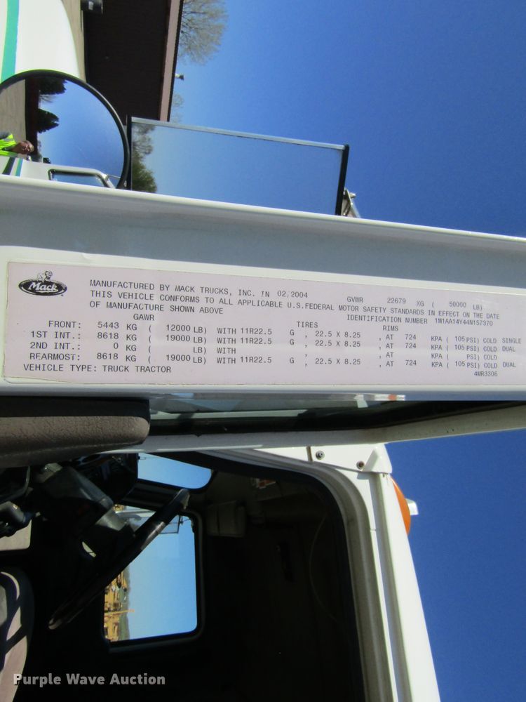 image for item FD9424 2004 Mack CH613 semi truck