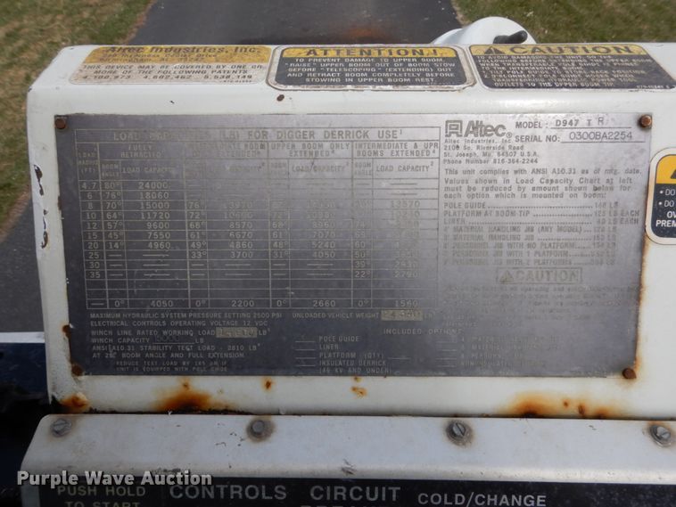 image for item FX9087 2000 International 4900 digger derrick truck