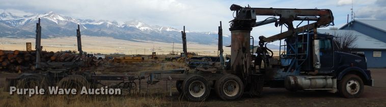 image for item GE9374 1994 Kenworth T800 log loader truck with trailer