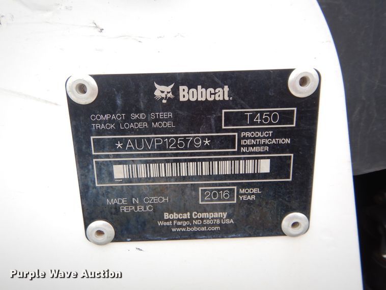 image for item GK9213 2016 Bobcat T450  tracked skid steer loader