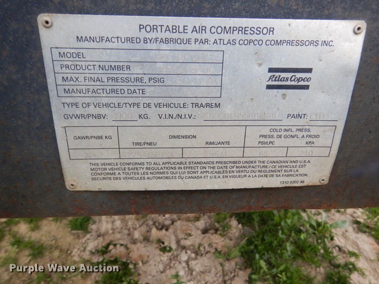 image for item GW9804 2005 Atlas Copco XAS186WDT2 air compressor