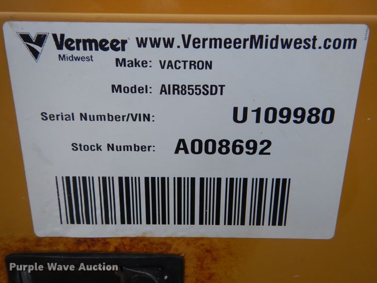 image for item GW9809 2010 Vermeer Air 855SDT vacuum excavator