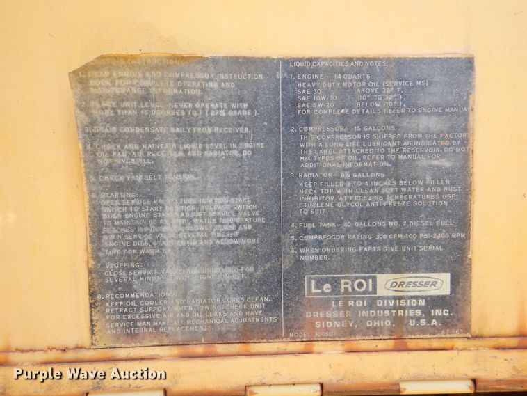 image for item GY9779 Leroi 185 air compressor