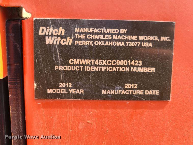 image for item K5848 2012 Ditch Witch RT45 trencher