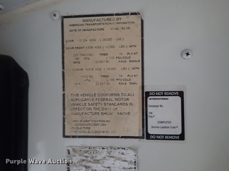 image for item DG3174 2003 International school bus