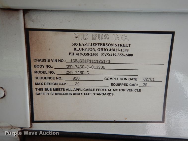 image for item DG6458 2001 Chevrolet Express school bus