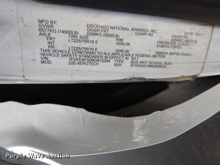 image for item DG6463 2011 Ford Econoline E450 Super Duty Aerotech shuttle bus