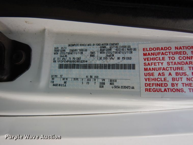 image for item DG6463 2011 Ford Econoline E450 Super Duty Aerotech shuttle bus