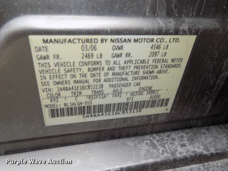 image for item GW9033 2006 Nissan Maxima