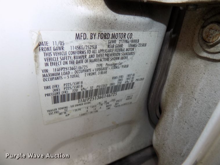 image for item GW9038 2006 Ford Five Hundred Limited