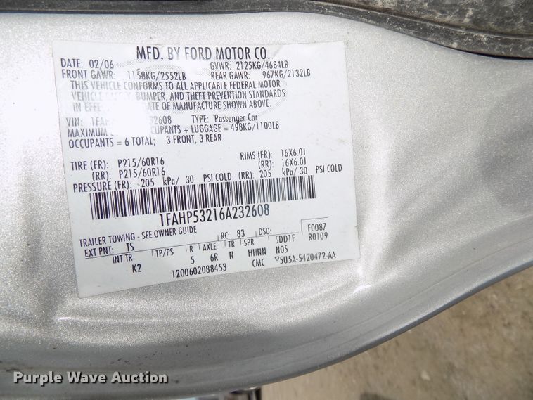 image for item GW9047 2006 Ford Taurus