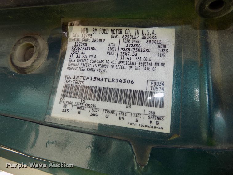 image for item GW9054 1996 Ford F150  pickup truck