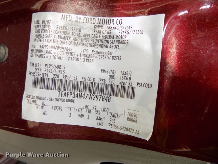 image for item GW9056 2007 Ford Focus